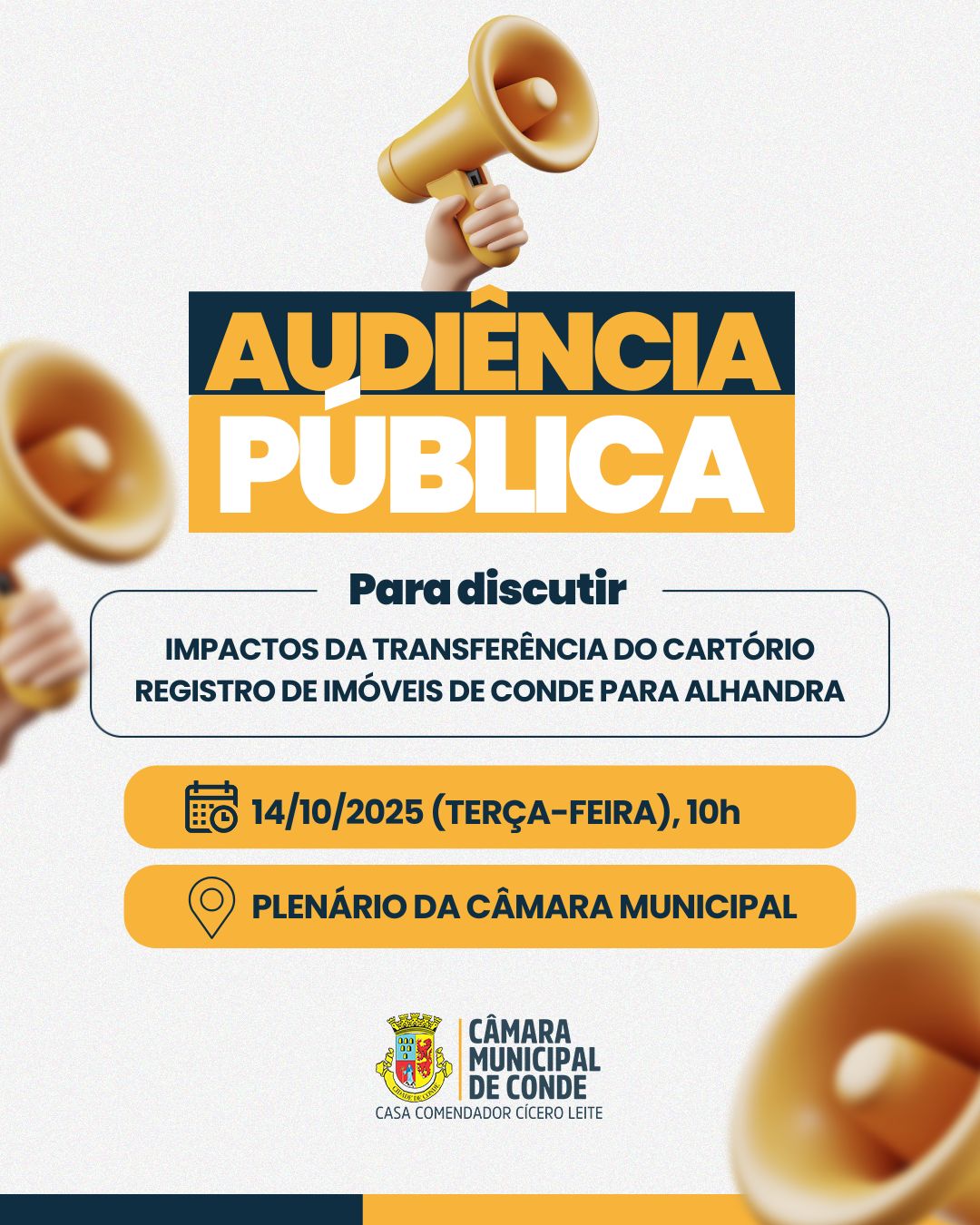 Audiência Pública discute transferência do Cartório de Registro de Imóveis de Conde para Alhandra