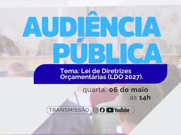 Câmara de Conde convida população para Audiência Pública da LDO nesta quarta-feira (06)